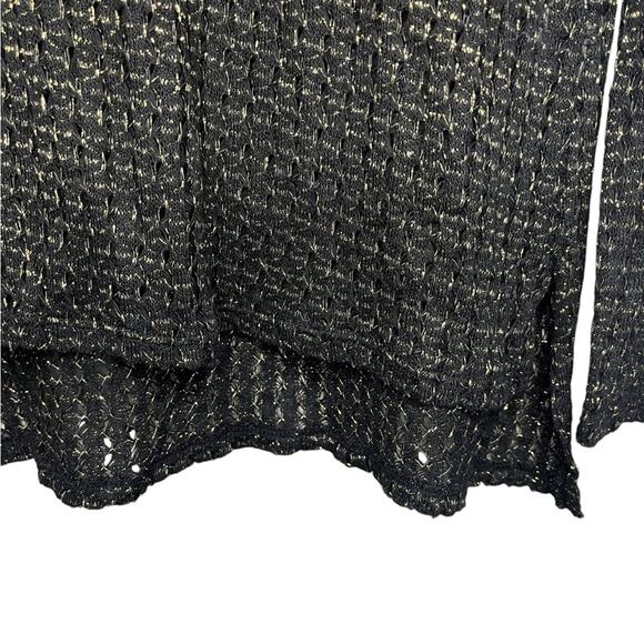 ELLA MOSS Black and Metallic Gold Boat Neck Long Sleeve Knit Top Women’s Size M - Picture 4 of 7